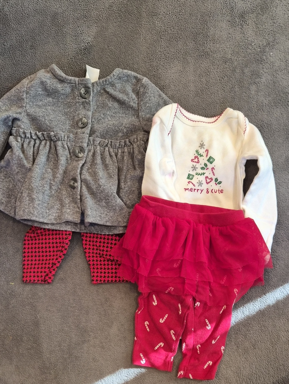 Toddler Holiday Outfit Set - Gray, White & Hot Pink